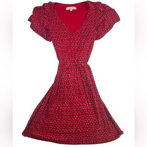 LOFT Red Printed Flutter‎ Sleeve Dress Women’s XXS